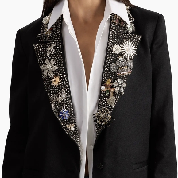 Alice + Olivia Elna Crystal-Embellished Long Blazer - Picture 5 of 10